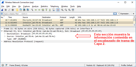 This screenshot highlights the information in the layer 2 frame header.