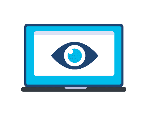 Una computadora portátil con un icono de ojo en la pantalla